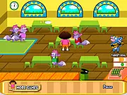 Dora Diner online free time management game screenshot. Dora serving customers in her restaurant on PlayArcadeHub.