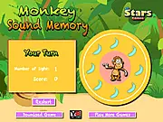 Free online memory game Monkey Sound Memory where players repeat a sequence of colorful, sounding bananas
