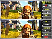 Up Spot the Difference free online puzzle game screenshot. Finding differences between two images from the Disney Pixar movie 'Up'.