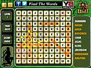 Pop Singer Word Search online free puzzle game screenshot. Finding celebrity pop singer names hidden in a letter grid on PlayArcadeHub.