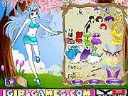 Pretty Magical Fairy Dressup game image showing an elf girl in a glittering fairy dress with large wings, ready to play free online