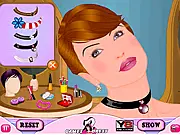 Vogue Beauty Makeover free game screenshot showing a girl with perfect makeup and a high-fashion hairstyle ready for a glamour contest.