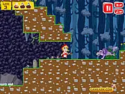 Screenshot from Red Riding Hood Quest showing the character jumping over a log in a beautifully drawn, colorful forest environment