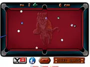 Straight Billiard online game screenshot showing a pool table with numbered balls racked up and a white cue ball ready for a shot