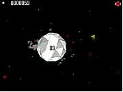 SBACE retro space defense game screenshot, featuring an asteroid field controlled by the mouse