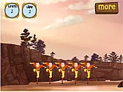 Avatar Aang Bunshin Challenge online game screen showing multiple clones of Aang swapping places rapidly to confuse the player.