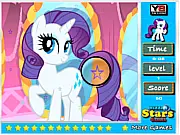 Rarity Hidden Stars free online game screenshot showing an image of Rarity with a magnifying glass hovering over a hidden star.