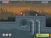 Red Ball 4 Volume 3 free online platformer game, Red Ball rolling through a deadly factory, defeating square enemies and avoiding laser beams