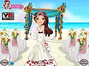 Screenshot of the free online dress up game Mermaid Wedding Gowns, showing a selection of sparkling wedding dresses, tails, and accessories for a mermaid bride.