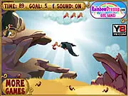 Birds' Nest free online game screenshot showing a mama bird flying with a mouse in her beak, heading back to her baby eagle in a nest.
