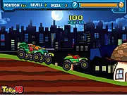 Ninja Monster Trucks free online game racing collect pizza stunt action