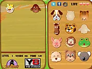 Screenshot of Fix The Animals free online game showing various colorful animal icons and their corresponding black shadow outlines