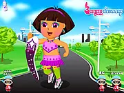 Play Pretty Dora Roller Skating free online dress-up game, style Dora's hair, makeup, and outfit