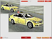 Mercedes Taxi Puzzle free online jigsaw game on PlayArcadeHub - solving image of Mercedes car