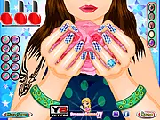 Mint Nail Fashion online game screenshot showing a hand with a mint green manicure, glitter, and accessories