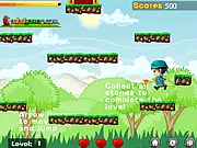 Stone Man 2 Adventure online game screenshot showing the Stone Man character fighting a group of monsters on a dangerous side-scrolling road