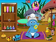 Smurfs Baby Bathing free online care game, bathing a baby Smurf with soap, shampoo and toys