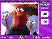 Free Birds Jigsaw Puzzle online game featuring Jake, Reggie, and Jenny in a completed puzzle image