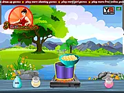 Make Cheesy Potatoes free online cooking game, bake a cheesy potato casserole dish for a little frog
