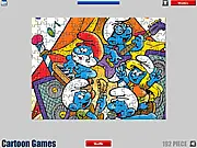 The Smurfs Jigsaw Puzzle free online game, piece together cartoon images of Papa Smurf and Smurfette