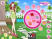 Screenshot of Leisurely Teatime Dress Up game, young woman in a chic outfit, free online fashion game