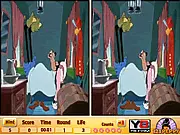 Screenshot of Spot 5 Diff: The Big Wash game, showing two similar cartoon pictures side-by-side where players must find five differences. Play free online.