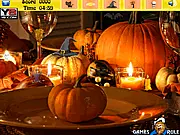 Hidden Objects Halloween Room free online game, a spooky room filled with furniture and hidden scary objects like ghosts and pumpkins.