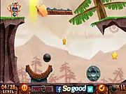 Screenshot of Armed To The Teeth free online game, showing a Viking character, a bouncing ball, stars, and the controllable bottom wheels