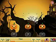 Halloween Pumpkin Match free online game, multiple carved pumpkins on a game board ready to be matched within a time limit.