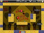 Gameplay screenshot of the free online hardcore platformer Hardventure Into the Duat, showing a small red heart character navigating a treacherous dungeon filled with spikes.