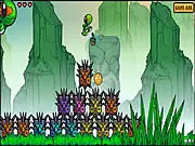 Screenshot of Marly - The Epic Gecko showing the small green gecko character jumping across platforms in a cartoon environment.
