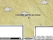 Screenshot of the funny game Toilet Success showing a character rushing towards a toilet, play free online