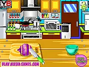 Delicious Chicken Stew free online cooking game screen showing ingredients being chopped and mixed into a pot.