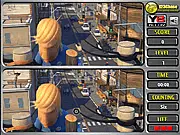 Two identical images side-by-side with a glowing 'spot the difference' prompt in the Electroshock puzzle game