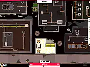 Screenshot of Record Shop Tycoon 2 free online game showing a top-down view of a customizable record store with customers and product racks