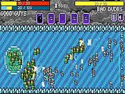 Bit Battles game screenshot, pixel art army of knights and mages fighting hordes of monsters, PlayArcadeHub free strategy game