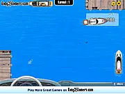 Screenshot of the Yacht Parking game showing a large luxury yacht attempting to park in a tight space in a crowded marina