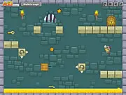 Reverse Boots free puzzle game, character kicking object in castle, play logic game online, object transformation platformer