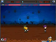 The Halloween Soldier character in a unique shooting game setting, preparing to shoot a scary animal or give candy to a trick-or-treating child in the Halloween Trick or Treat online game
