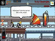 Screenshot from Berzerk Ball 2 showing a muscular character mid-swing, launching the 'geek' flying far into the distance over a cartoon landscape. Play free online distance game.