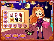 Gill's Halloween Costumes online game screenshot, play free Halloween dress up game, spooky fashion and accessories on PlayArcadeHub