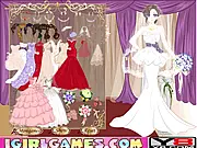 A bride getting a makeover and dressing up in a white wedding gown in the free online game Perfect Bridal Beauty