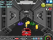Screenshot of the hyper-speed 3D tunnel racing game, Tunnel Car Rush, dodging geometric obstacles