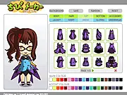 Screenshot of Anime Chibi Maker free online game showing a fully customized chibi character with pink hair and a fashionable outfit