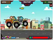 Tom and Jerry Truck Wars free online racing game, Tom Jerry Spike monster truck race, cartoon rivalry game on PlayArcadeHub