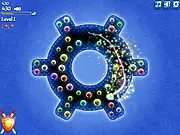 Touch The Bubbles 4 free online game screenshot - popping blue bubbles and avoiding red spikes