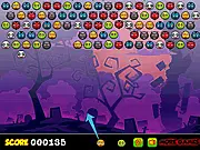 The cannon shooting a monster bubble in the free online game Bubble Shooter Halloween
