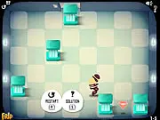 Theft Punk game screenshot, character sliding on a grid-based level to collect gems, free puzzle game online