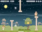Greek Hero: Archery Rescue game screenshot showing a hero with a bow aiming an arrow to save a lady tied up across a puzzle-filled screen, play free online