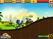 Sonic vs Simpson free online BMX racing game, featuring Sonic the Hedgehog and Bart Simpson